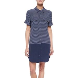 EQUIPMENT 100% Silk Colorblock Shirt Dress